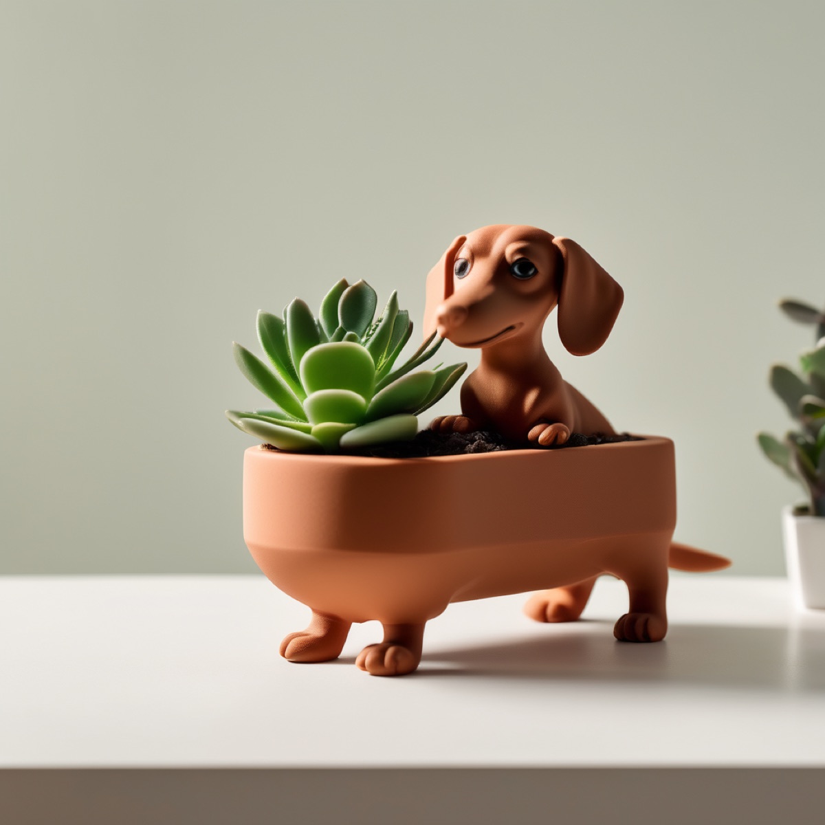 3D-printed dog-breed succulent planter