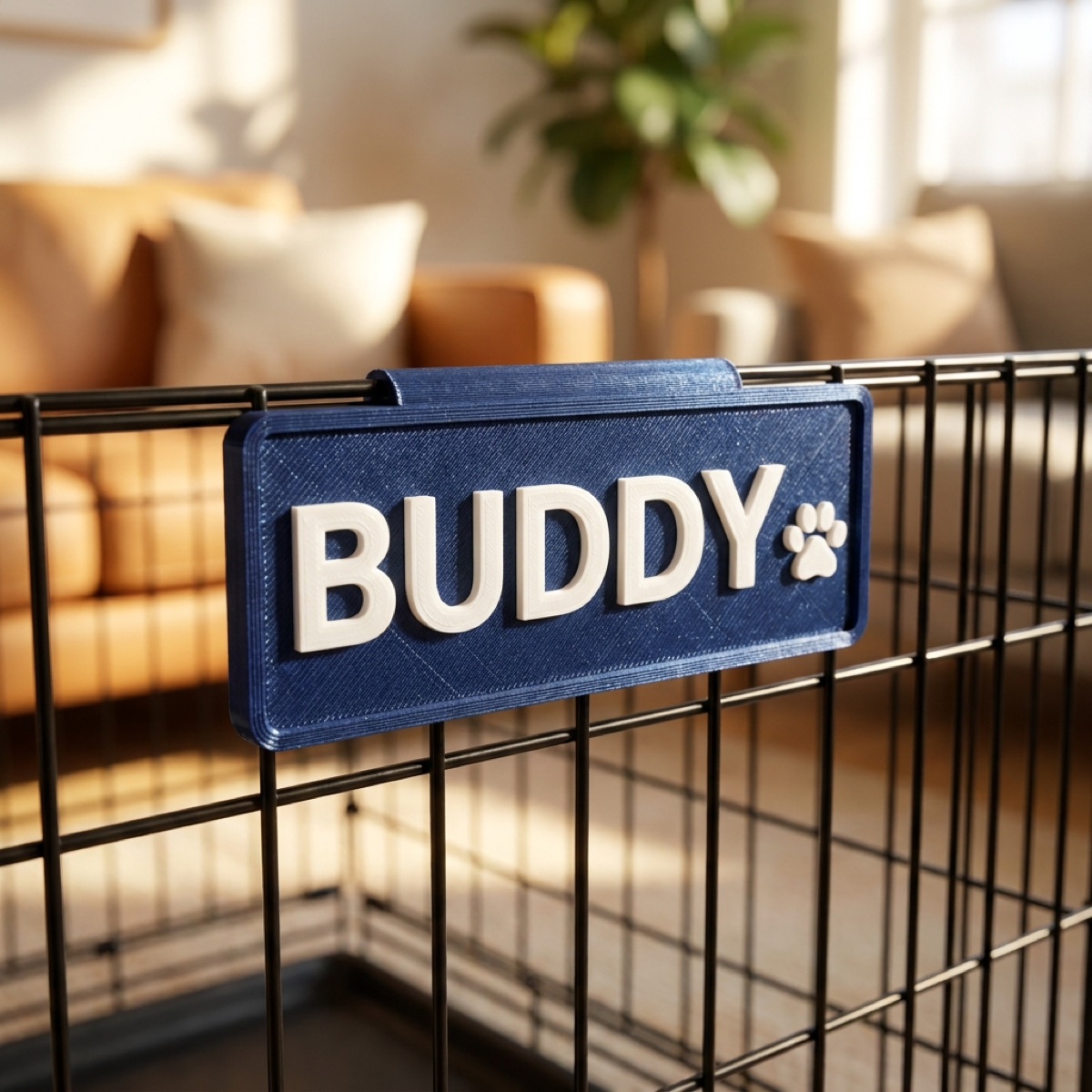 3D-printed pet crate nameplate tag