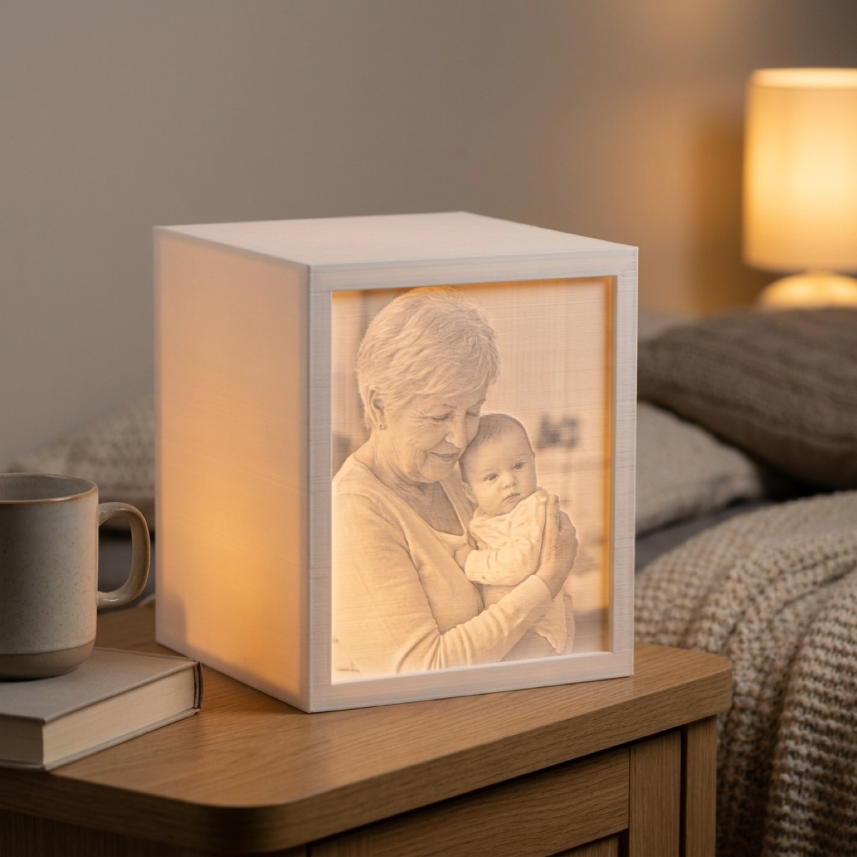 Glowing 3D-printed lithophane photo light box