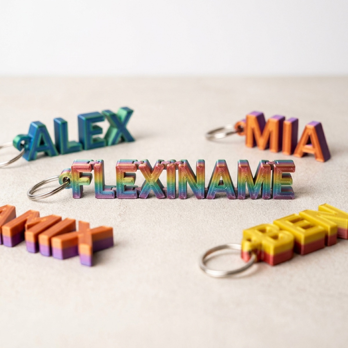 Custom 3D-printed name keychains