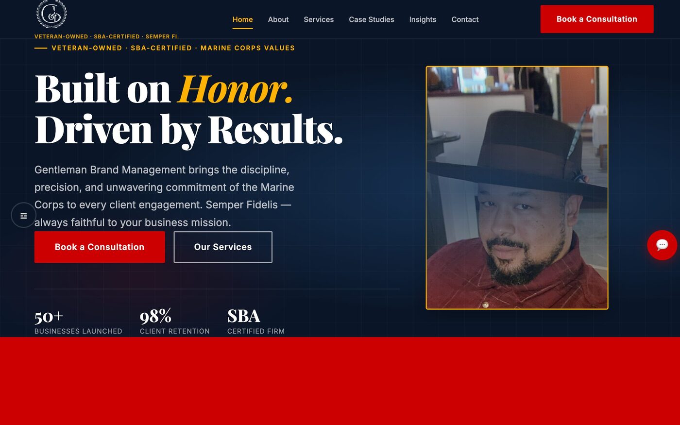 Gentleman Brand Management website — veteran-owned brand consulting