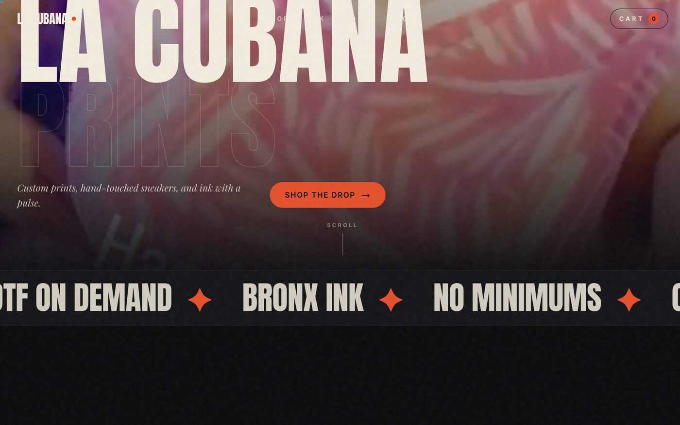 La Cubana Prints website — bold streetwear print shop