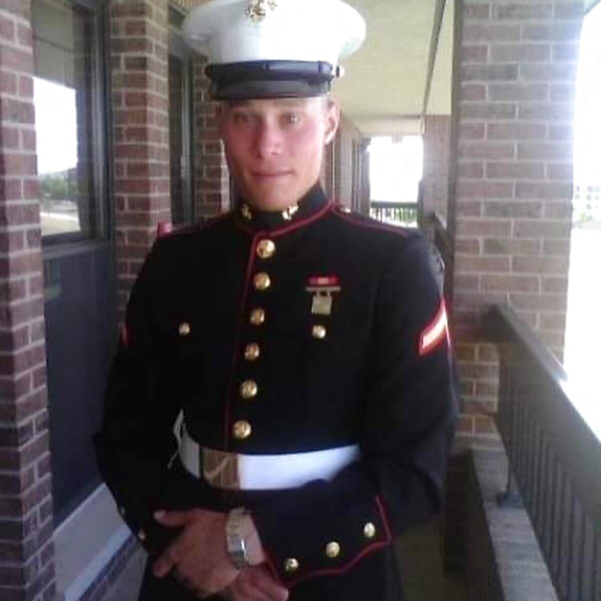 Markus in Marine Corps dress blue uniform